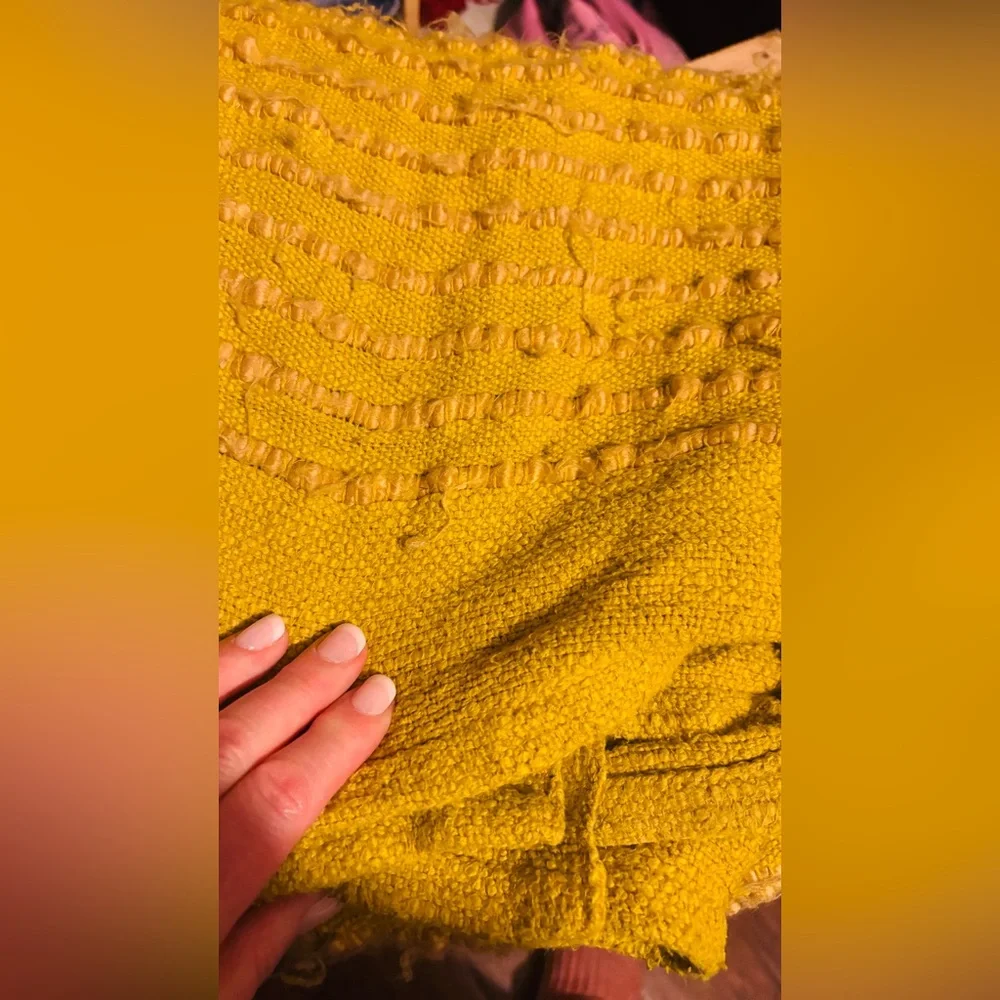 West Elm Mustard Yellow Textured Throw Blanket | Cotton Blend | Boho Decor